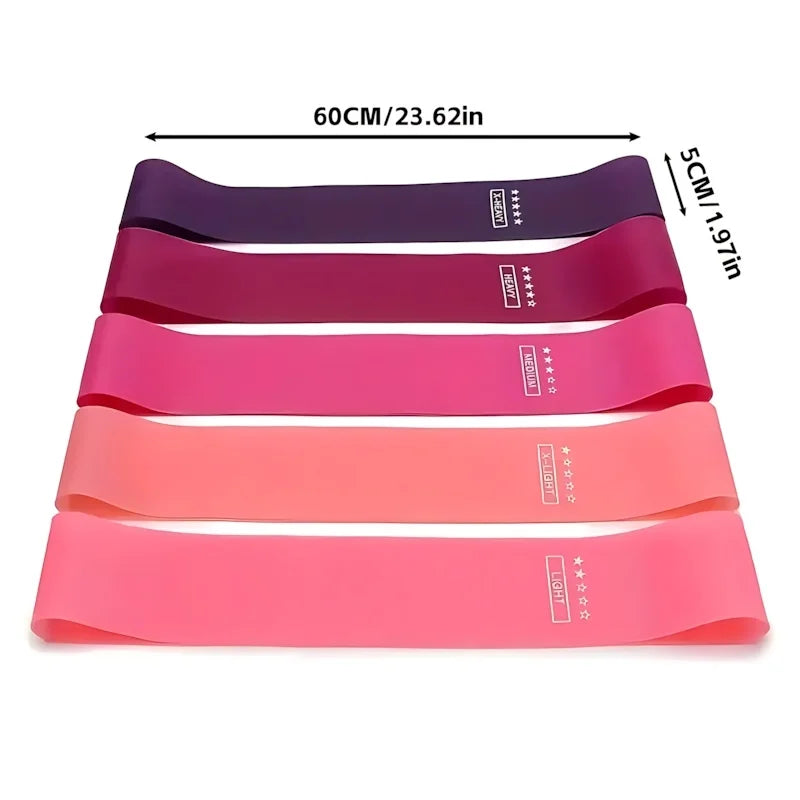5 Piece Exercise Resistance Bands, Latex Loop Set. For Strength Training, Home & Travel